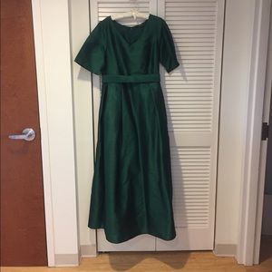 Hunter green dupioni silk floor length dress